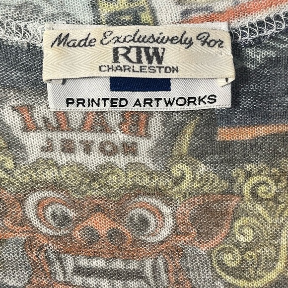 PRINTED ARTWORKS B A Travel Printed lightweight V-neck Linen blend oversized top - Picture 3 of 9